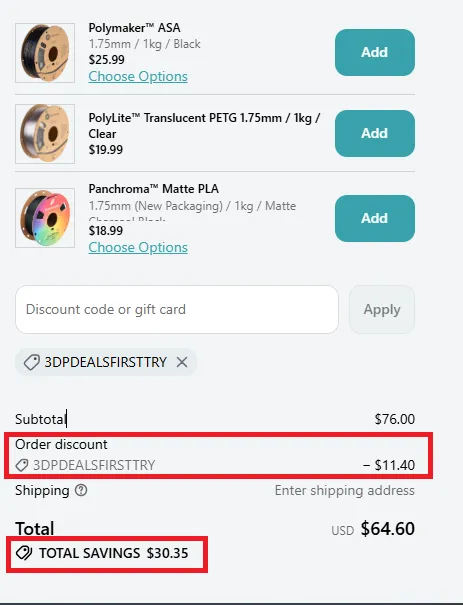 Polymaker 10% off coupon code